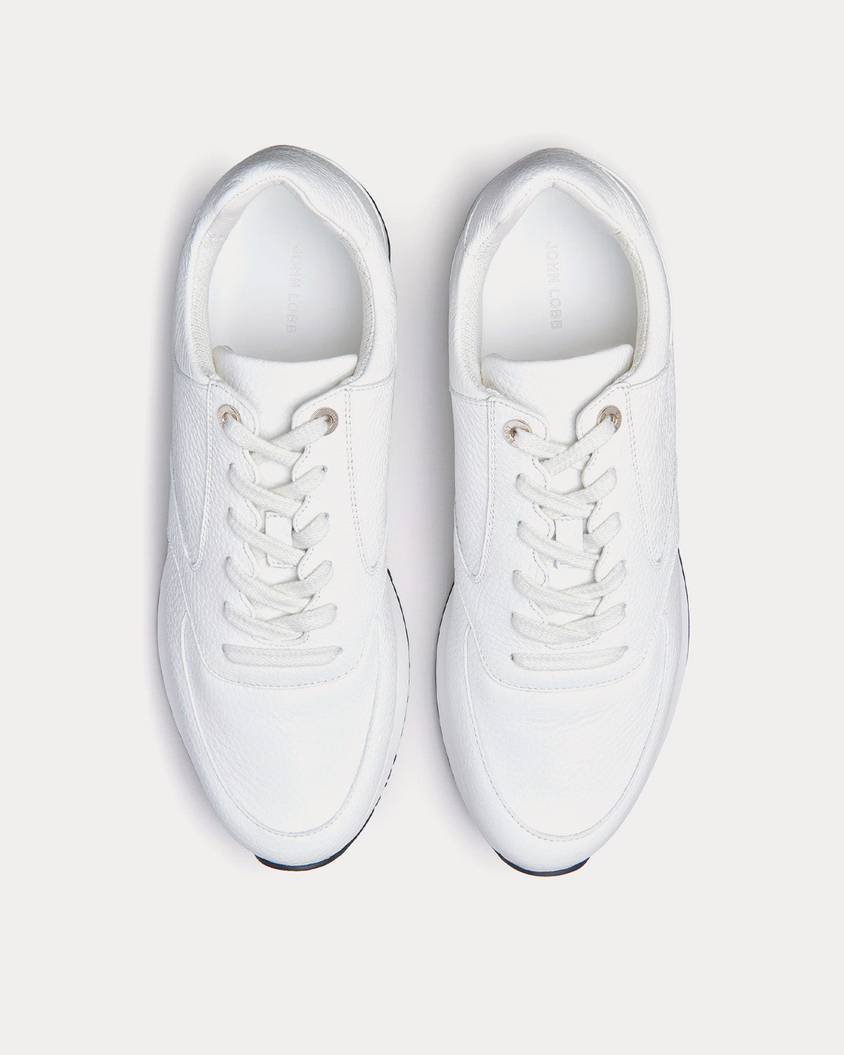 John Lobb - Foundry Grained Leather White Low Top Sneakers