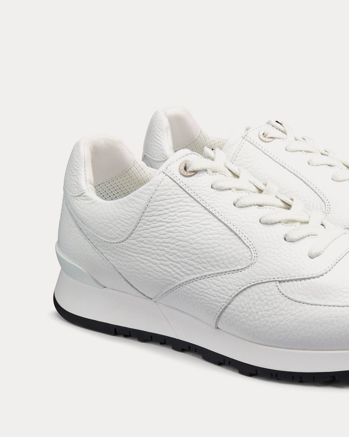 John Lobb - Foundry Grained Leather White Low Top Sneakers