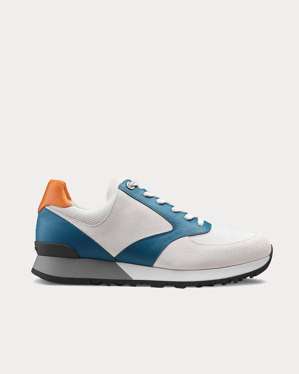 John Lobb - Foundry Blue / White / Orange Cross Grain Low Top Sneakers