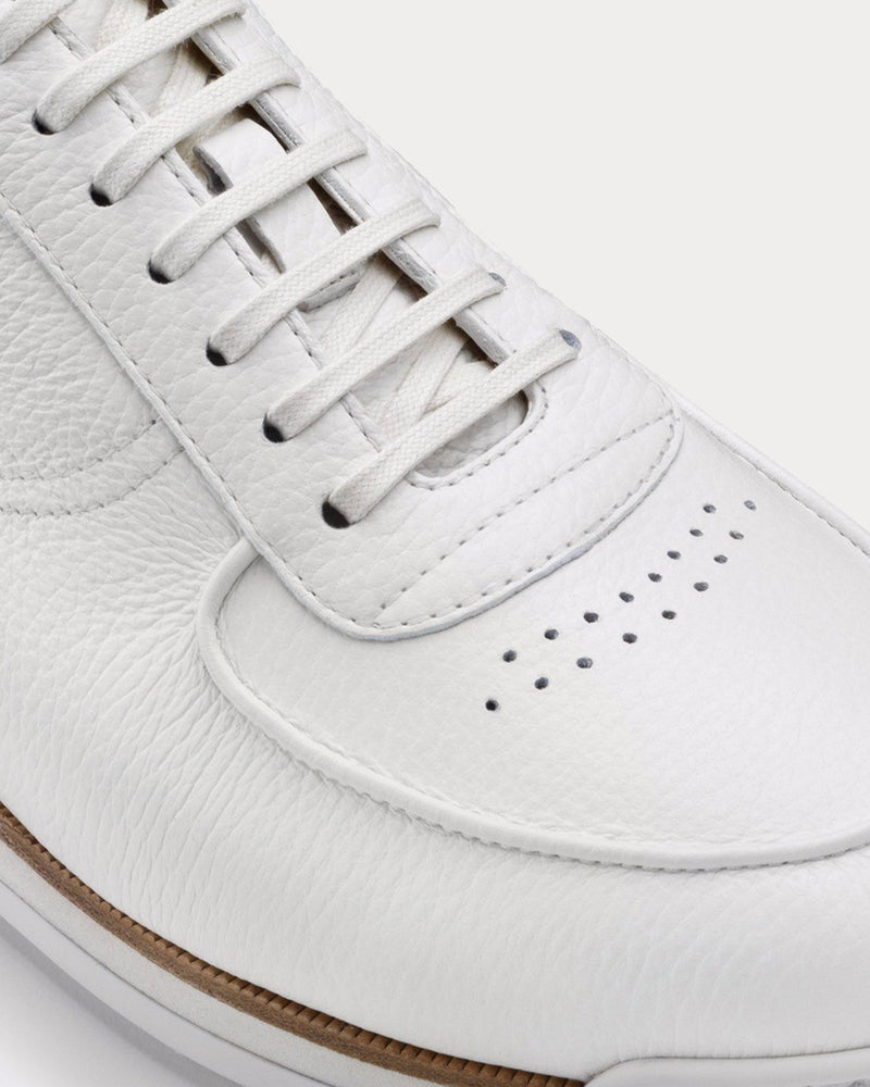 John Lobb Porth Chalk Grain Calf / Stone Suede Low Top Sneakers - 4