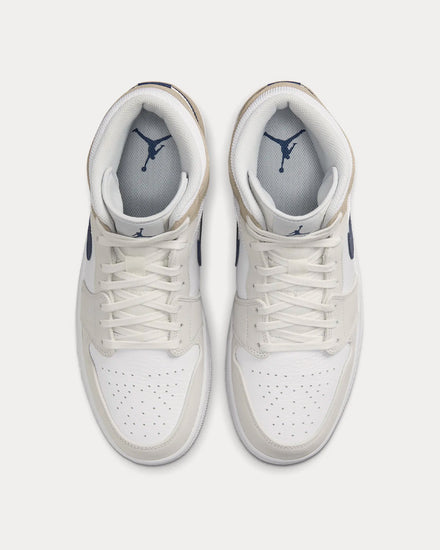 Jordan Air Jordan 1 Mid White / Team Red / Khaki / Blue Void High Top Sneakers - 2