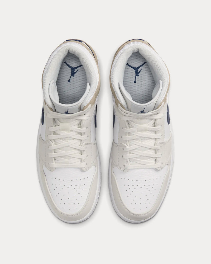 Jordan Air Jordan 1 Mid White / Team Red / Khaki / Blue Void High Top Sneakers - 2