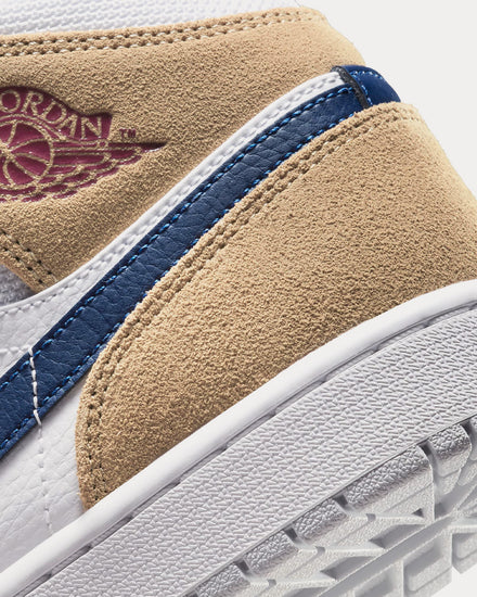 Jordan Air Jordan 1 Mid White / Team Red / Khaki / Blue Void High Top Sneakers - 6