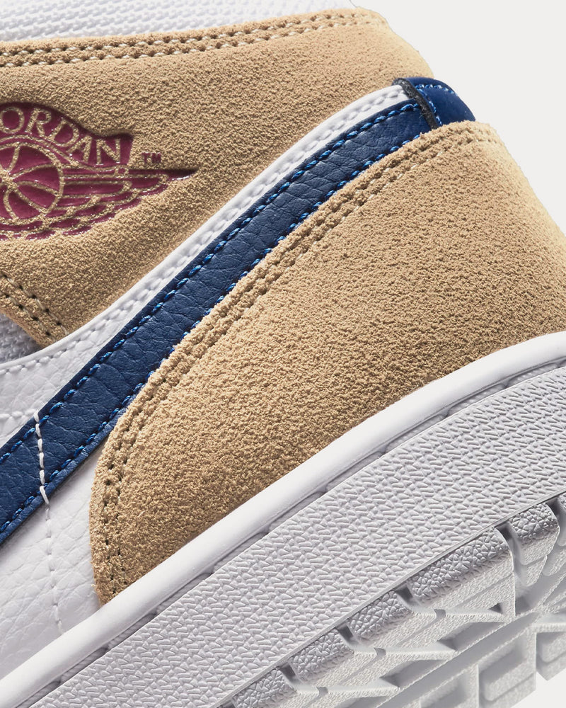 Jordan Air Jordan 1 Mid White / Team Red / Khaki / Blue Void High Top Sneakers - 6