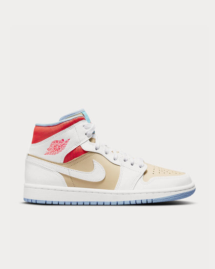 Jordan Air jordan 1 Mid SE Sesame / Flash Crimson / Psychic Blue / White High Top Sneakers - 1