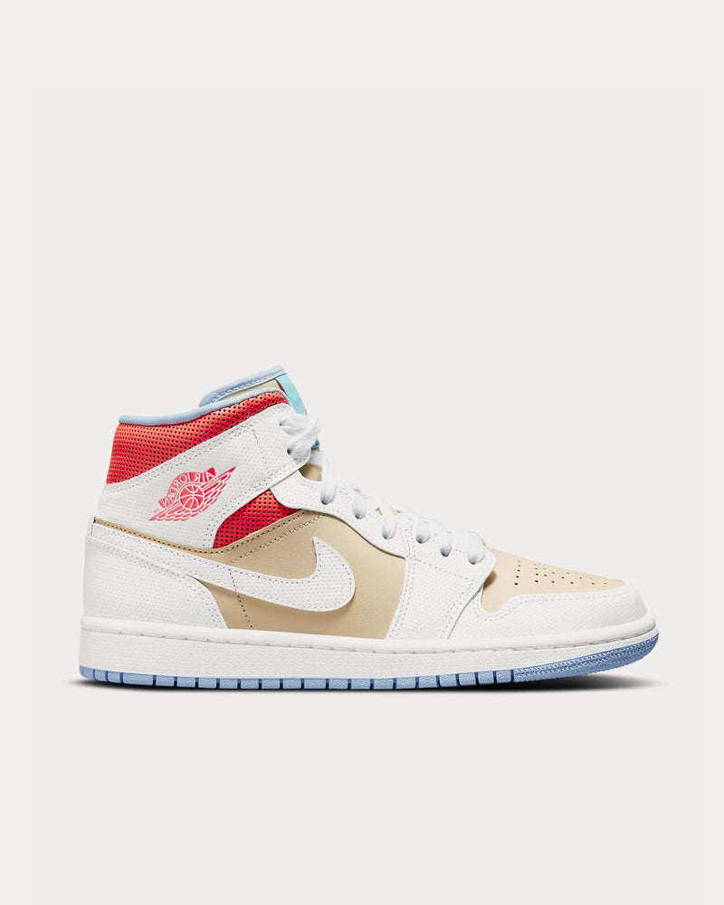 Jordan Air jordan 1 Mid SE Sesame / Flash Crimson / Psychic Blue / White High Top Sneakers - 1