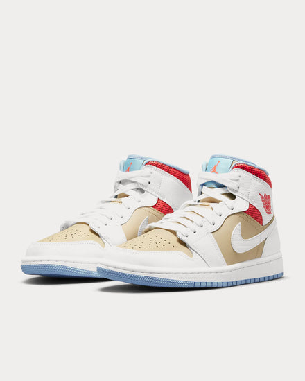 Jordan Air jordan 1 Mid SE Sesame / Flash Crimson / Psychic Blue / White High Top Sneakers - 2