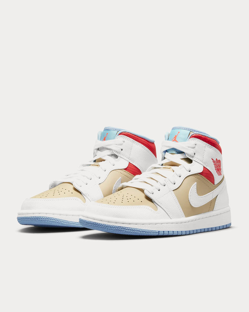 Jordan Air jordan 1 Mid SE Sesame / Flash Crimson / Psychic Blue / White High Top Sneakers - 2