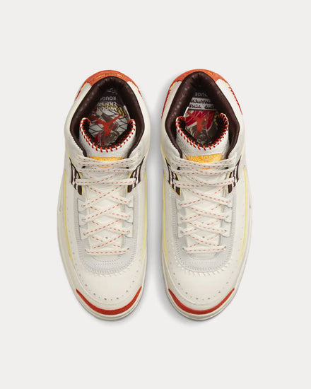 Jordan x Maison Château Air Jordan 2 Rouge Orange and Sail High Top Sneakers - 2