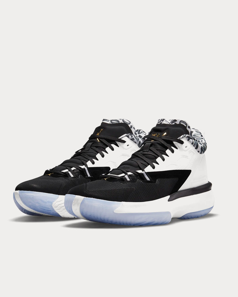 Jordan Zion 1 Black / White / Metallic Gold Low Top Sneakers - 2