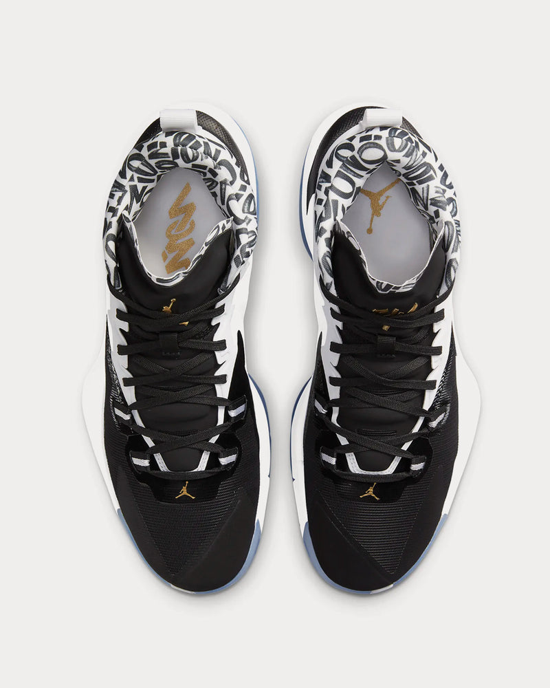 Jordan Zion 1 Black / White / Metallic Gold Low Top Sneakers - 3