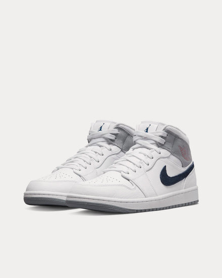Jordan Air Jordan 1 Mid Paris White / University Red / Stealth / Midnight Navy High Top Sneakers - 3