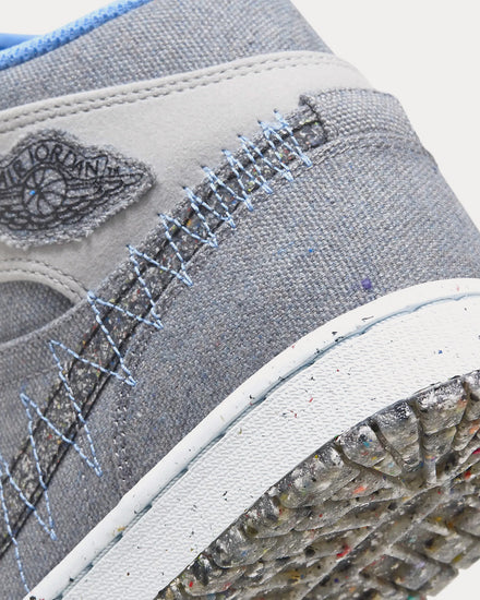 Jordan Air Jordan 1 Mid SE Grey Fog / Black / Blue Tint / University Blue High Top Sneakers - 6