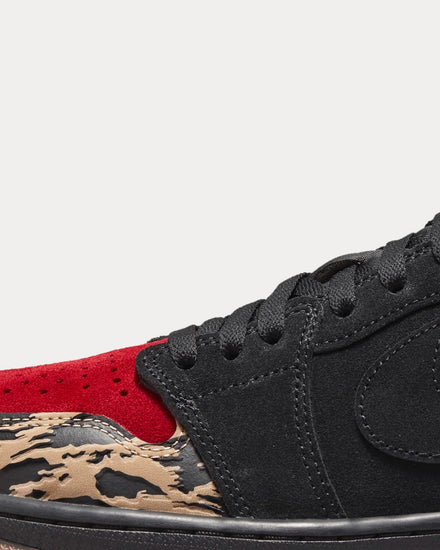 Jordan x SoleFly Air Jordan 1 Black / Sport Red Low Top Sneakers - 6