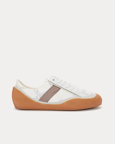 JW Anderson Bubble Leather & Canvas White / Caramel Low Top Sneakers