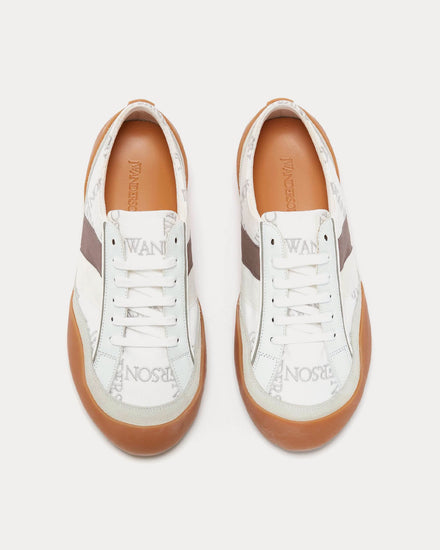 JW Anderson Bubble Leather & Canvas White / Caramel Low Top Sneakers - 2