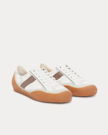 JW Anderson Bubble Leather & Canvas White / Caramel Low Top Sneakers - 3
