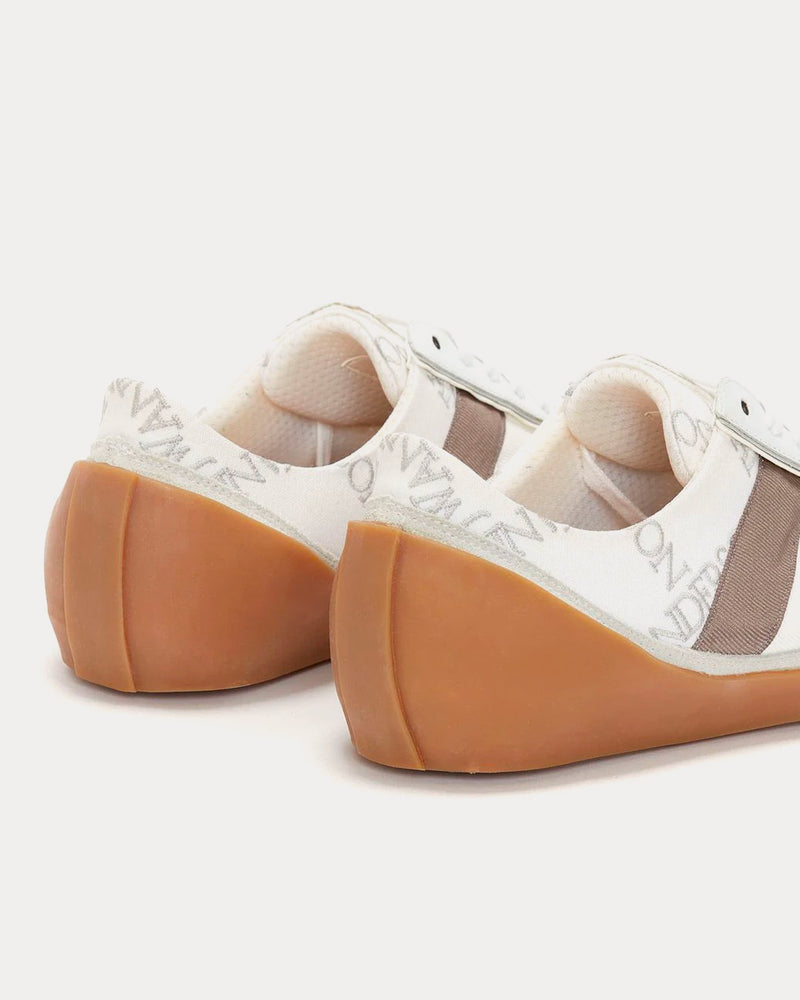 JW Anderson Bubble Leather & Canvas White / Caramel Low Top Sneakers - 4
