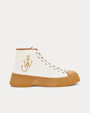 JW Anderson Canvas White / Tan High Top Sneakers
