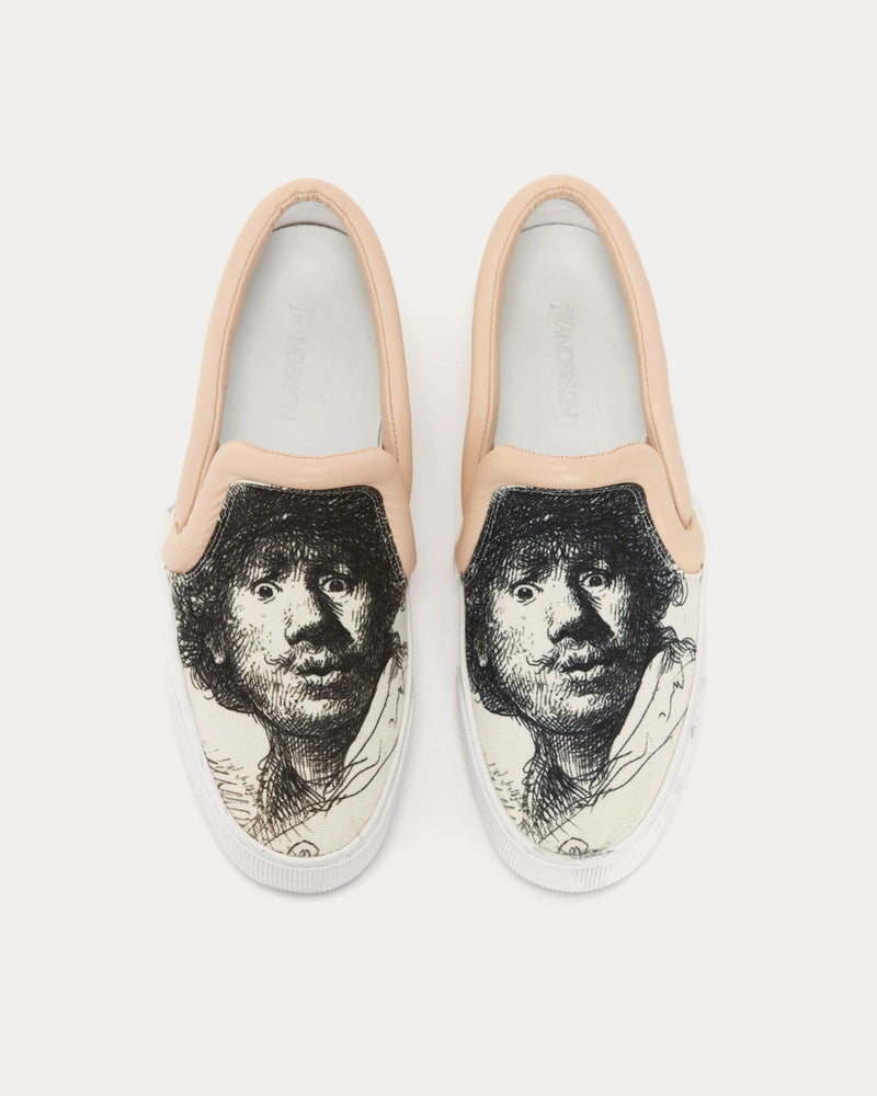 JW Anderson Bumper-Tube Canvas Rembrandt Artwork Beige Slip On Sneakers - 2