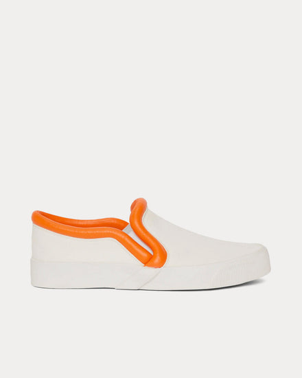 JW Anderson Bumper-Tube Canvas White / Orange Slip On Sneakers - 1