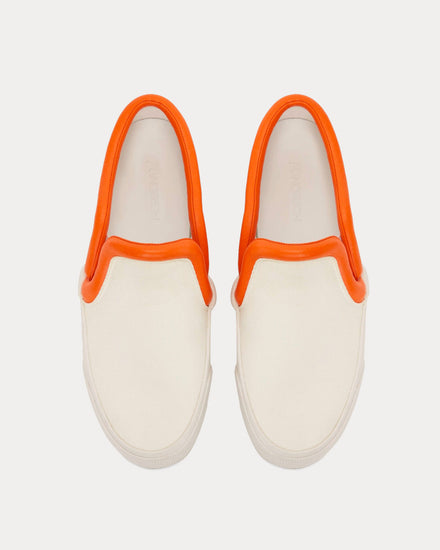 JW Anderson Bumper-Tube Canvas White / Orange Slip On Sneakers - 2