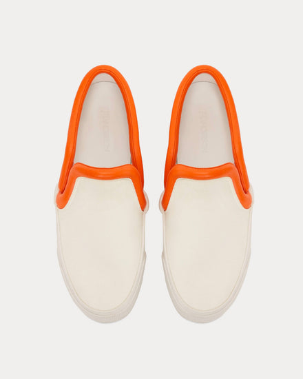 JW Anderson Bumper-Tube Canvas White / Orange Slip On Sneakers - 2