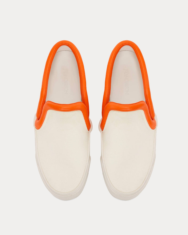 JW Anderson Bumper-Tube Canvas White / Orange Slip On Sneakers - 2