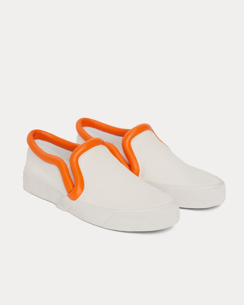 JW Anderson Bumper-Tube Canvas White / Orange Slip On Sneakers - 3