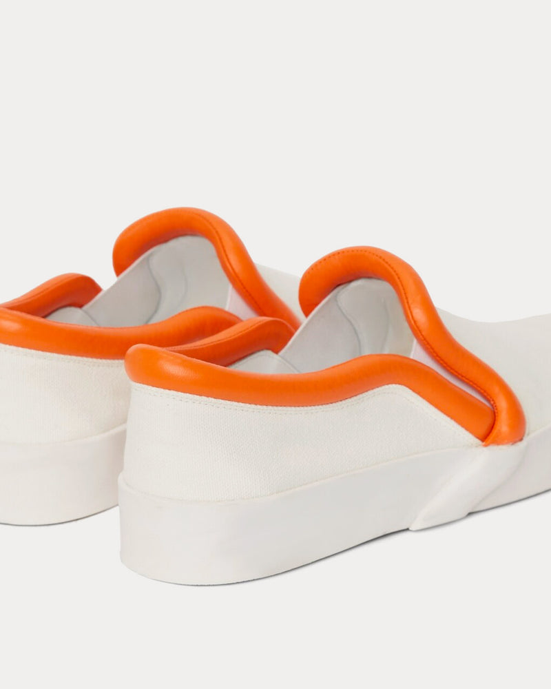 JW Anderson Bumper-Tube Canvas White / Orange Slip On Sneakers - 4