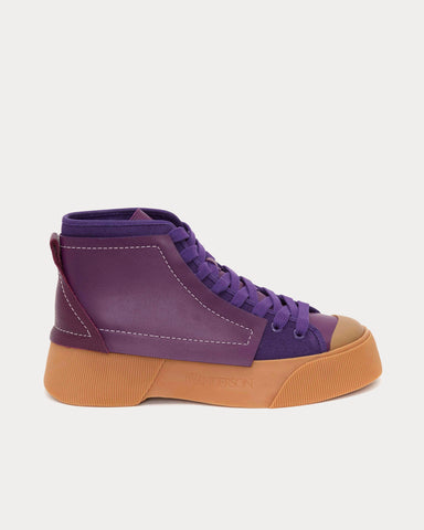 JW Anderson Leather and Canvas Purple High Top Sneakers