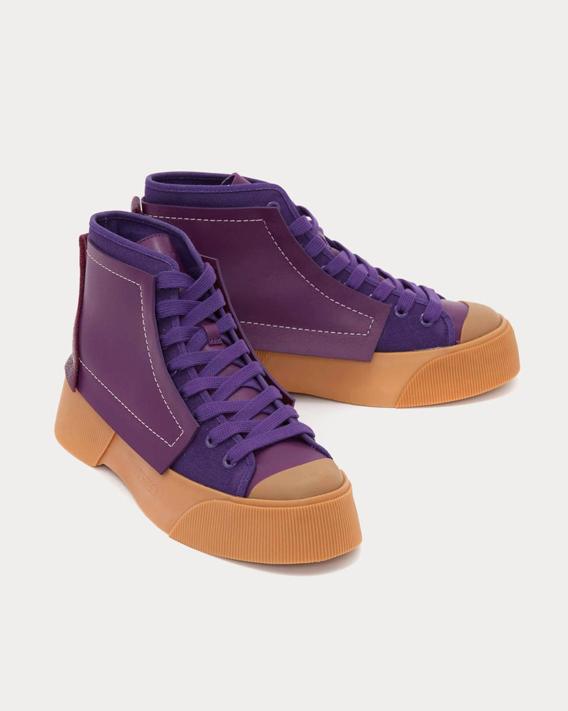 JW Anderson Leather and Canvas Purple High Top Sneakers - 2