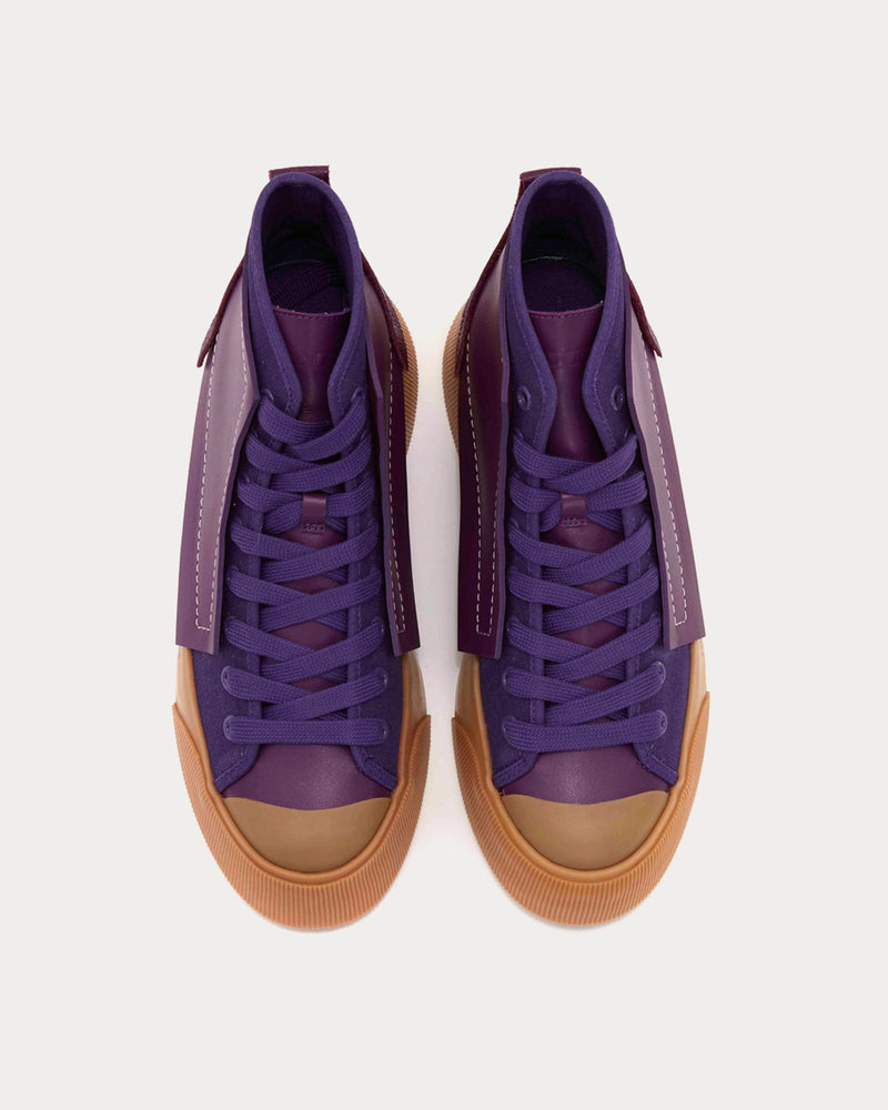 JW Anderson Leather and Canvas Purple High Top Sneakers - 3