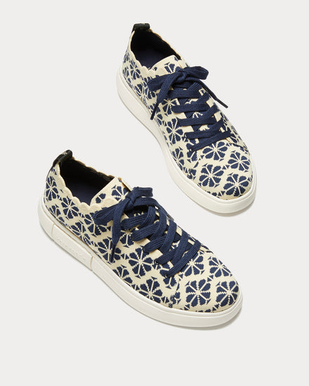Kate Spade Spade Flower Jacquard Lift Knit Geo Blazer Blue Flower Low Top Sneakers - 2