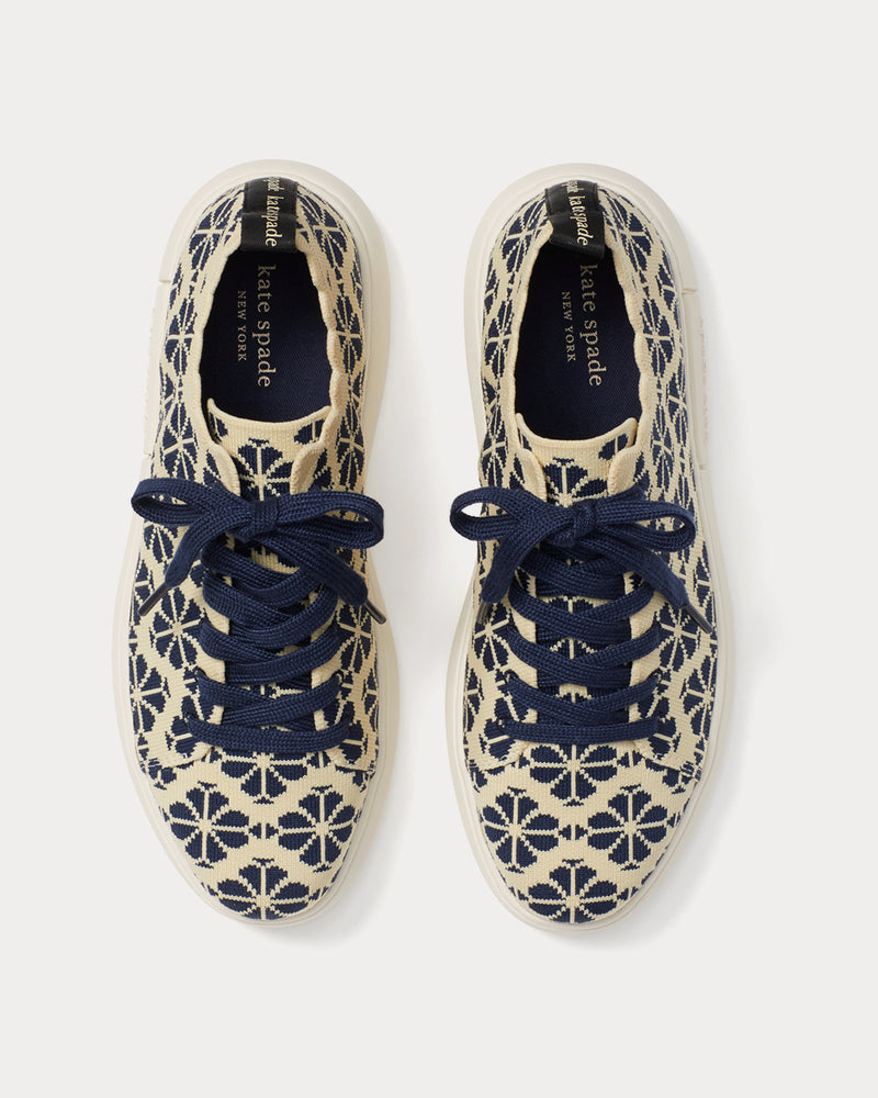 Kate Spade Spade Flower Jacquard Lift Knit Geo Blazer Blue Flower Low Top Sneakers - 3