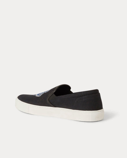 【送料&関税込】Kenzo Canvas Slip-on Sneakers Kenzo Men's K-Skate Tiger Canvas Black Slip On Sneakers