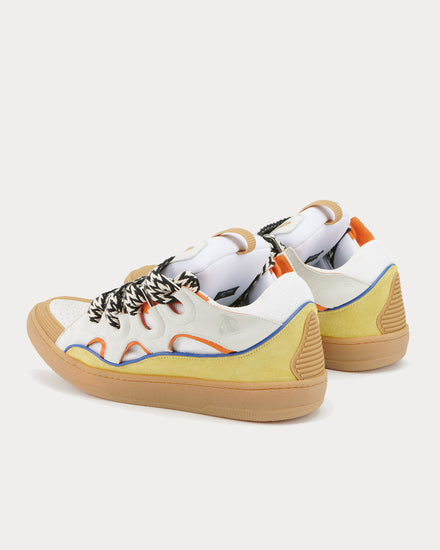 Lanvin Curb Leather White / Yellow Low Top Sneakers - 3