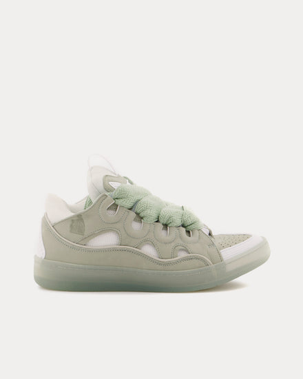 Lanvin Curb Leather Sage / White Low Top Sneakers - 1