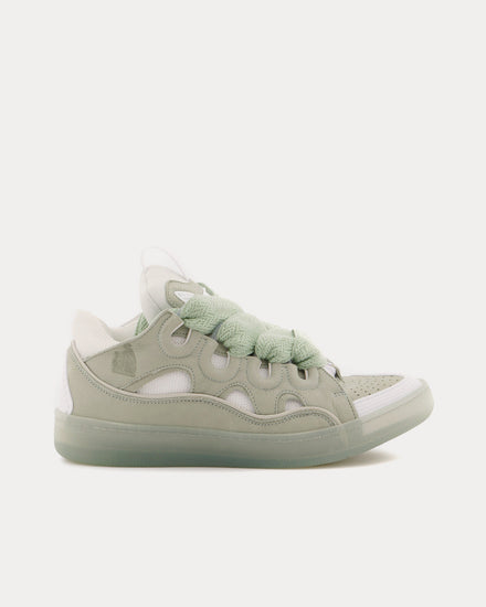 Lanvin Curb Leather Sage / White Low Top Sneakers - 1