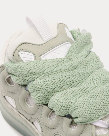 Lanvin Curb Leather Sage / White Low Top Sneakers - 4