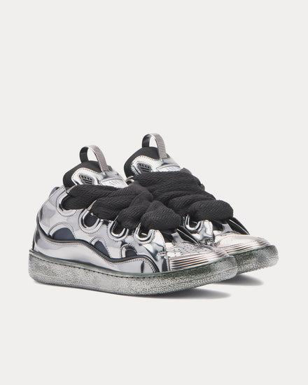 Lanvin Curb Metallic Silver Low Top Sneakers - 3