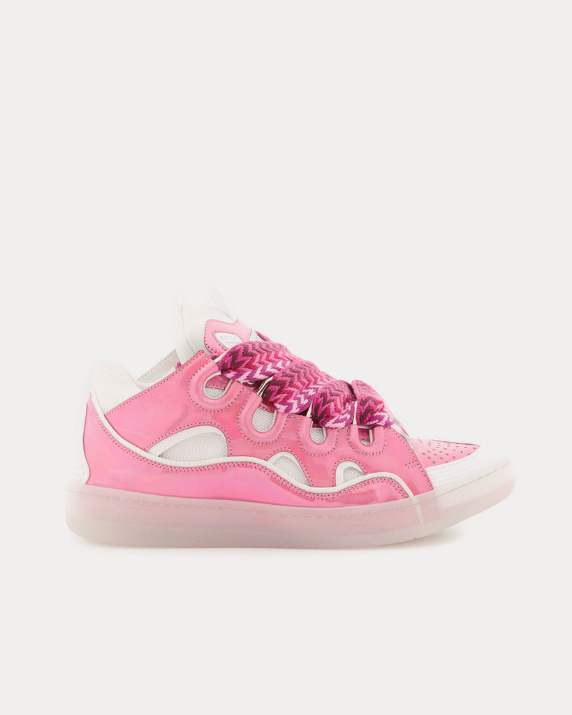 Lanvin Curb Metallic Leather Pink / White Low Top Sneakers - Sneak