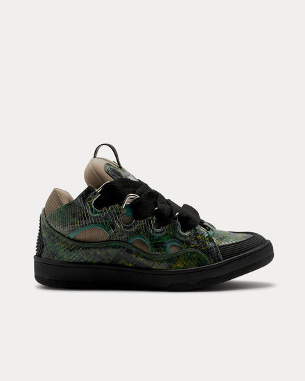 Lanvin Curb Python Print Green Low Top Sneakers - 1