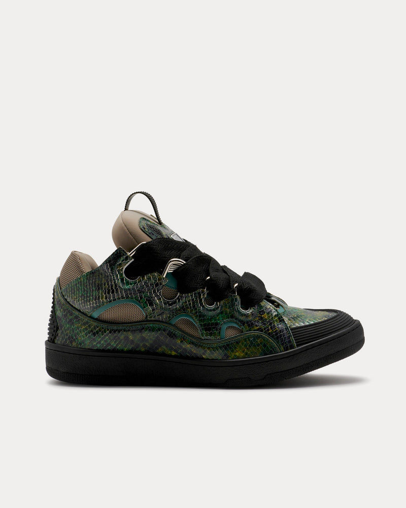 Lanvin Curb Python Print Green Low Top Sneakers - 1