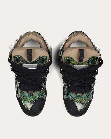 Lanvin Curb Python Print Green Low Top Sneakers - 2