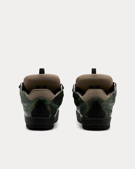 Lanvin Curb Python Print Green Low Top Sneakers - 4