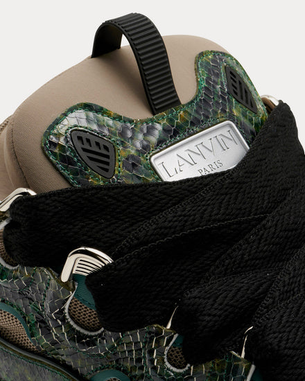 Lanvin Curb Python Print Green Low Top Sneakers - 5