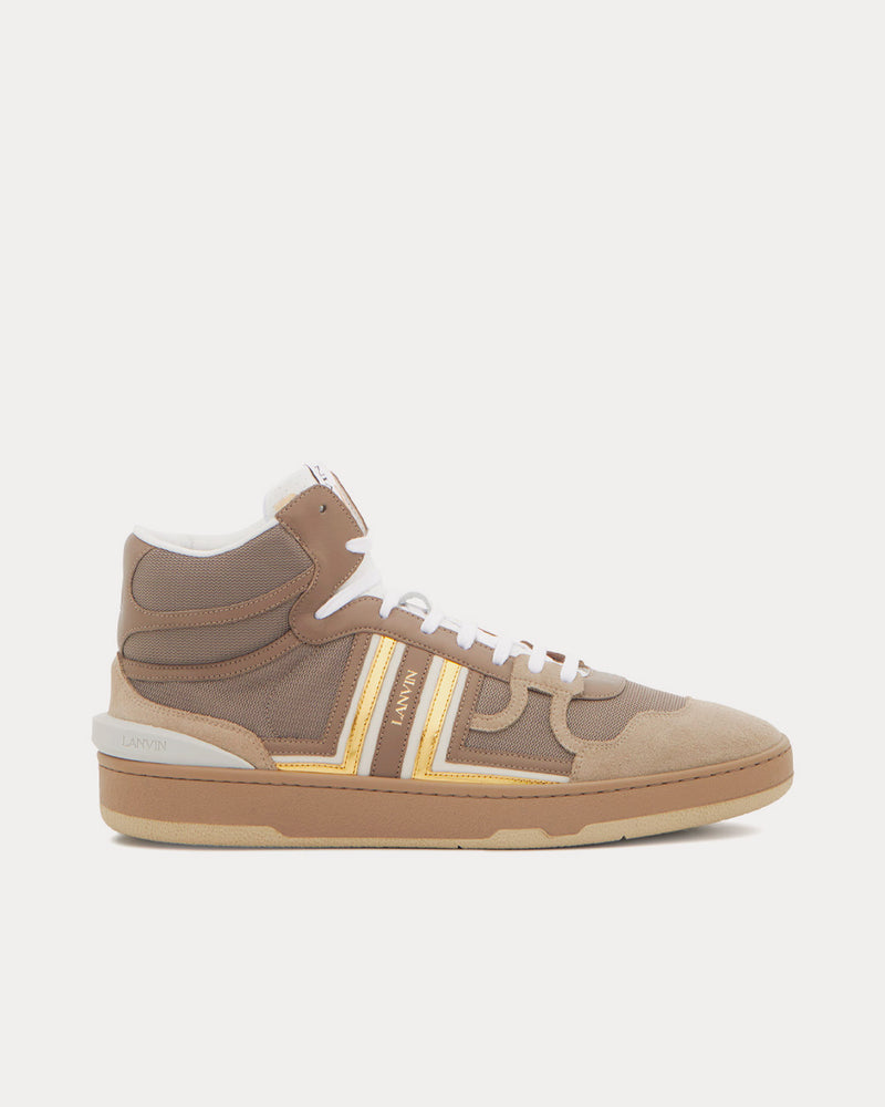 Lanvin Clay Leather Dark Grey / Gold High Top Sneakers - 1