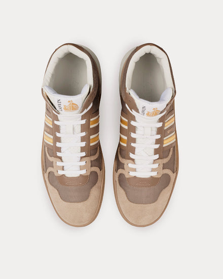 Lanvin Clay Leather Dark Grey / Gold High Top Sneakers - 2