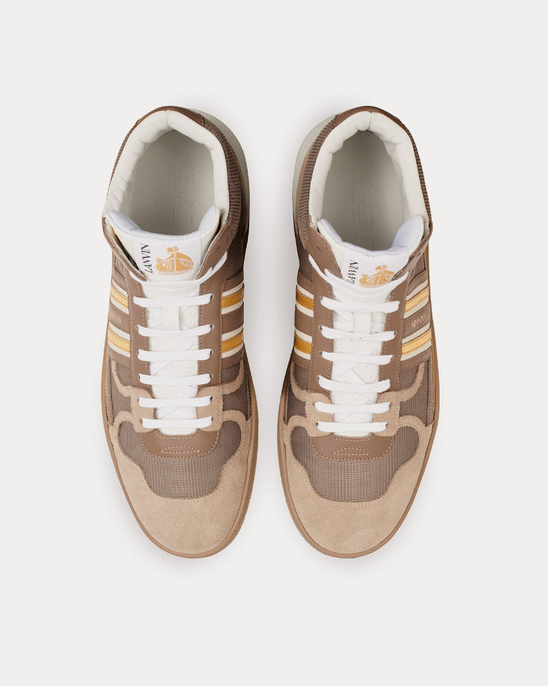Lanvin Clay Leather Dark Grey / Gold High Top Sneakers - 2